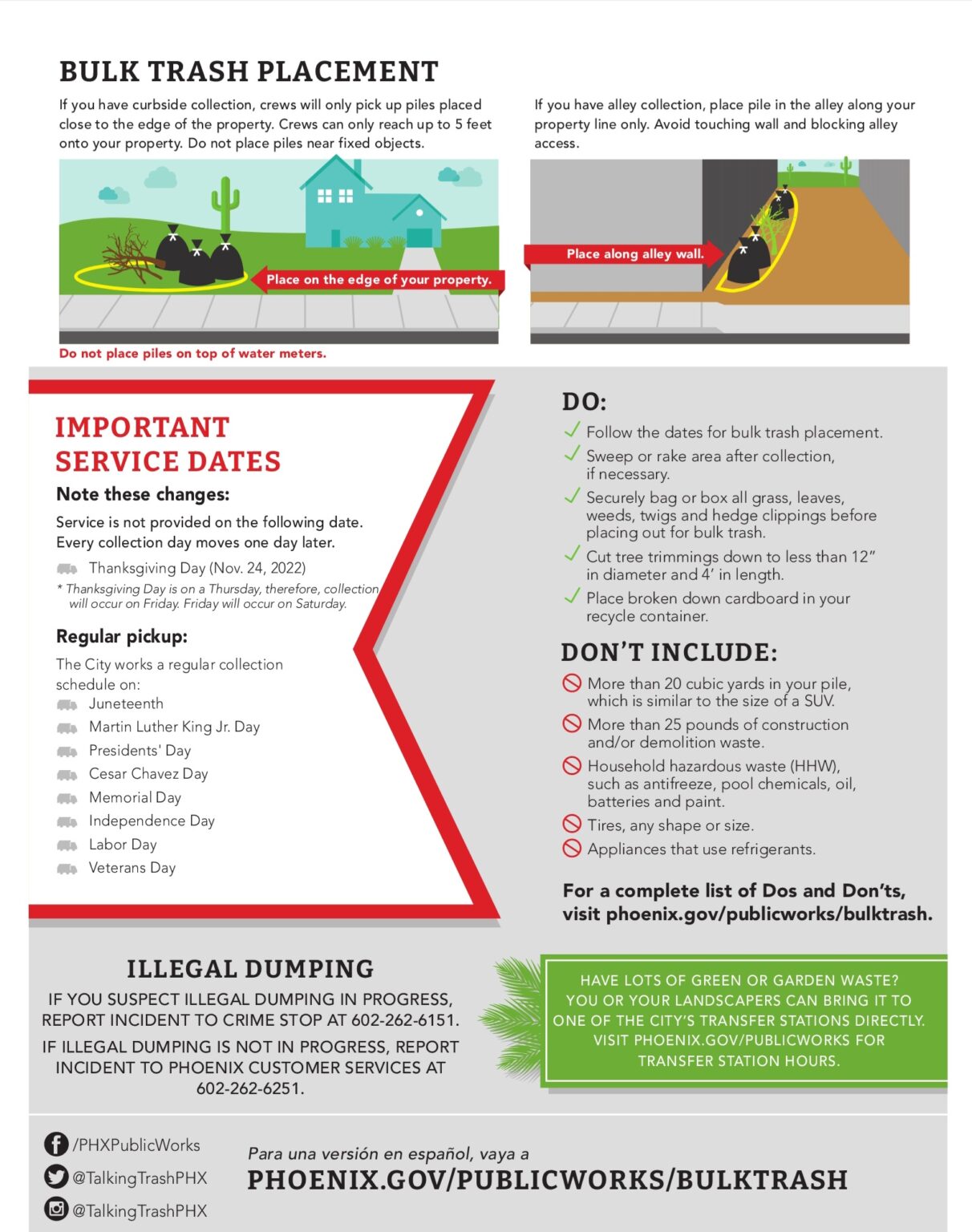 2024 BULK TRASH COLLECTION SCHEDULE Willo Historic Neighborhood